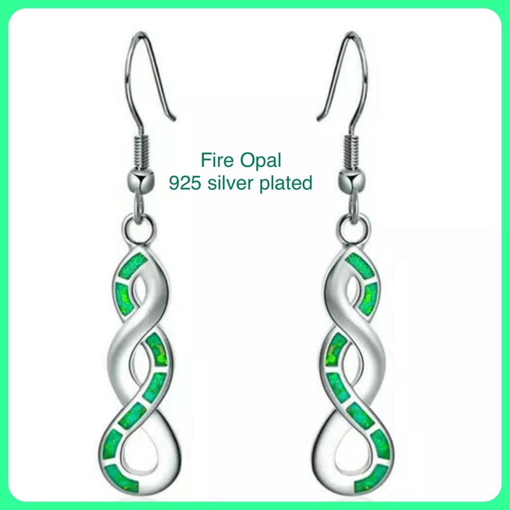 🧿BUY1•GET1•FREE🧿 Green Fire Opal Twist Dangle